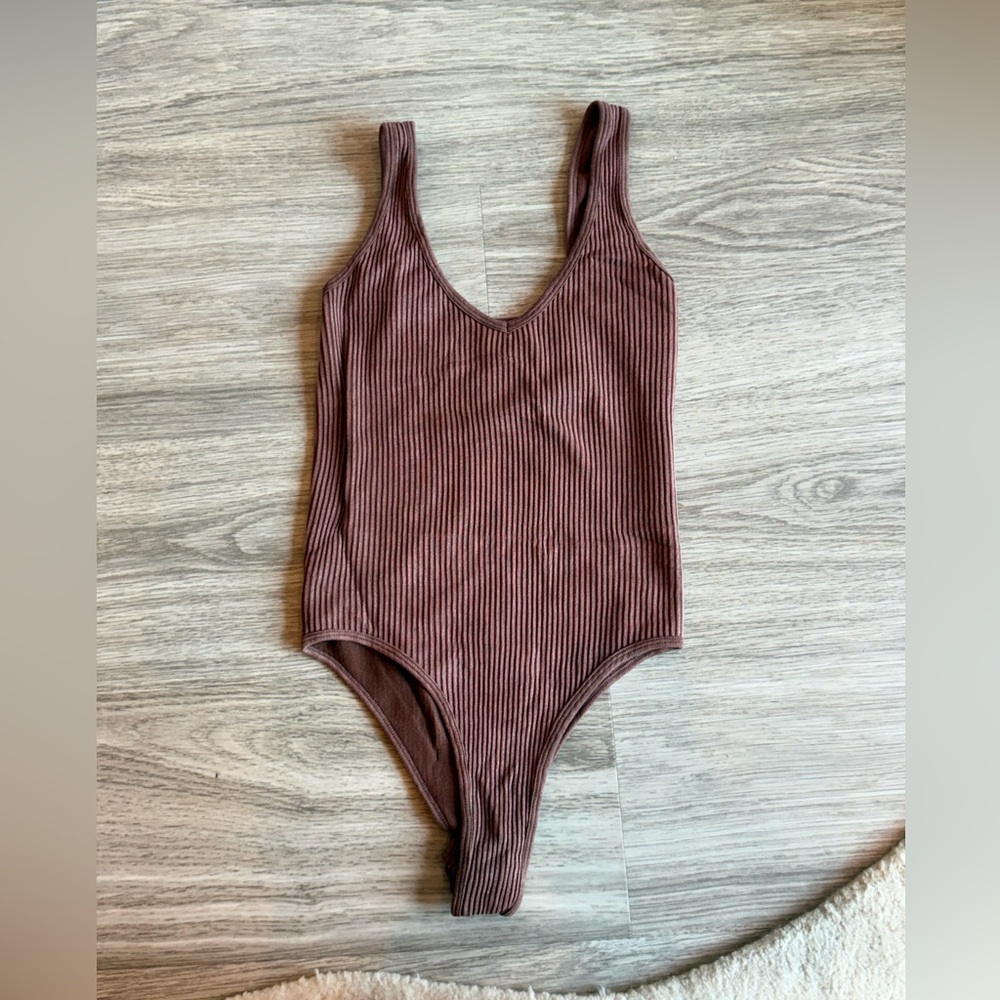 Aura rubbed bodysuit mauve